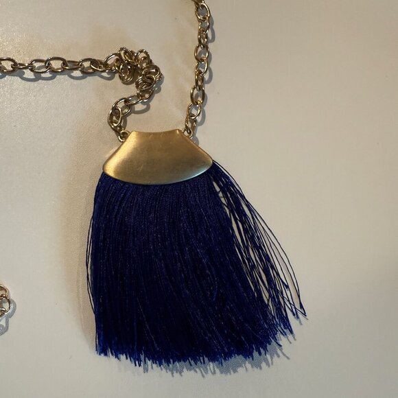 Moon and Lola Tassel Navy and Gold Necklace - Picture 4 of 4